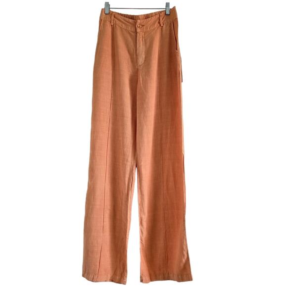 Young Fabulous & Broke Pants - *NWT Young Fabulous and Broke Linen High Waisted Creased Wide Leg Pants Orange M